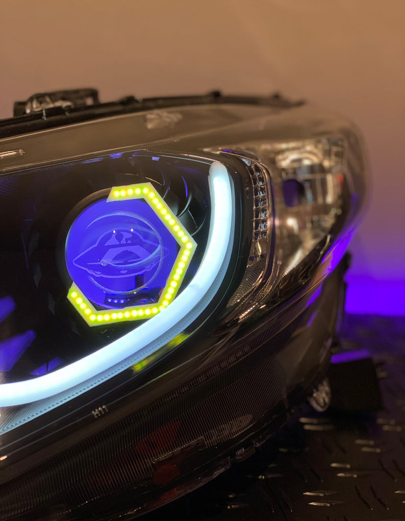 Pair Halogen Headlights Assembly For 2014-2015 Honda Civic Coupe – Black Amber – DOT/SAE